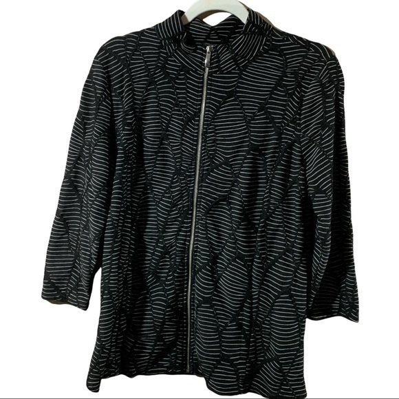 Weekends By Chicos Womens Jacket Casual Athletic Zip Up Black Size 1 Medium - Picture 1 of 6